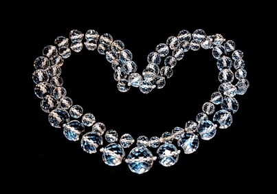 A FABULOUS VINTAGE ART DECO FACETED ROCK CRYSTAL NECKLACE 37" 118 GRAMS
