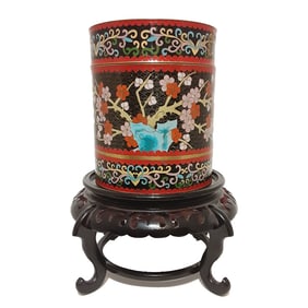AN EXQUISITE ANTIQUE 19TH C CHINESE CLOISONNE LARGE BRONZE BOX