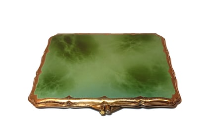 VINTAGE ART DECO  GOLD-TONE ENEAMELED  COMPACT CASE  CIGARETTE OR CARD HOLDER