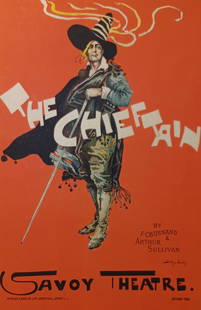 ANTIQUE FRENCH LITHOGRAPH - "THE CHIEFTAIN" SAVOY THEATRE - MAITRES DE L'AFFICHE PL.48 C.1900: RARE ORIGINAL LITHOGRAPH FROM THE FAMOUS LES MAITRES DE L'AFFICHE SERIES (PLATE 48), PRINTED BY IMPRIMERIE CHAIX, PARIS, AROUND 1896-1900. THIS POSTER FEATURES THE ICONIC SAVOY THEATRE PRODUCTION THE
