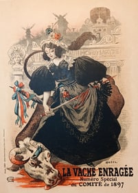 ANTIQUE FRENCH LITHOGRAPH - "LA VACHE ENRAGEE" MONTMARTRE POSTER - LES MAITRES DE L'AFFICHE