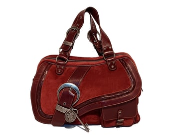 FABULOUS CHRISTIAN DIOR GAUCHO SADDLE BAG IN RED SUEDE & LEATHER 2005 TAGS & EBAY AUTHENTICATED