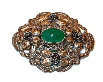 FINE  MID-CENTURY TUTUNZI ROME STERLING SILVER FLORAL BROOCH - VERY RARE ITALIAN 1940S PIECE