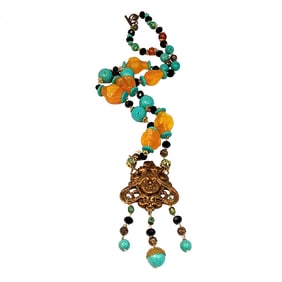 SUPERB NECKLACE SIGNED STEFAN DINU ORIGINAL  34"  ART NOUVEAU REVIVAL