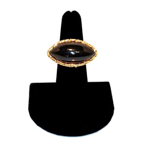 LARGE VINTAGE SMOKY QUARTZ CABOCHON RING IN  ACID TESTED STERLING SIZE 6.5
