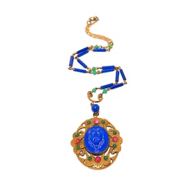 FINE  ANTIQUE NEIGER BROS CZECH EGYPTIAN REVIVAL NECKLACE  UNSIGNED