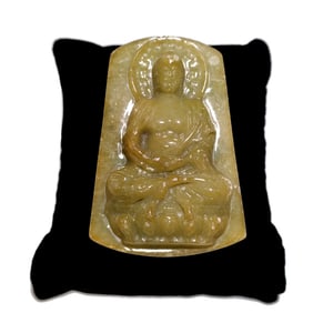 NATURAL JADEITE PENDANT BUDDHA SHAKYAMUNI 2.5" TALL 53 GR