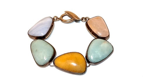 MEXICAN ARTISAN BRACELET BY GITLAL CASTILLO STERLING WITH NATURAL STONES
