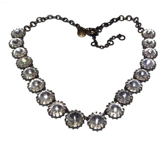 VINTAGE NECKLACE DESIGNER J. CREW COSTUME JEWELRY, RHINESTONES 20"