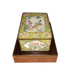 FINE ANTIQUE CHINESE CANTON ENAMEL ON GILT BRONZE HINGED BOX  QING