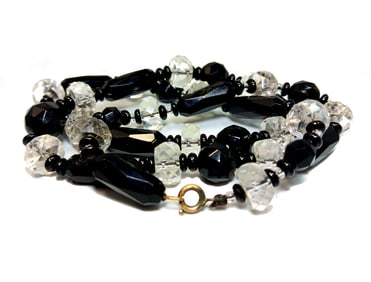 ANTIQUE ART DECO FACETED CRYSTAL NECKLACE CIRCA 1930S  22"