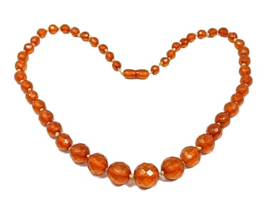 ANTIQUE NATURAL FACETED BALTIC AMBER NECKLACE 24" 40 GRAMS