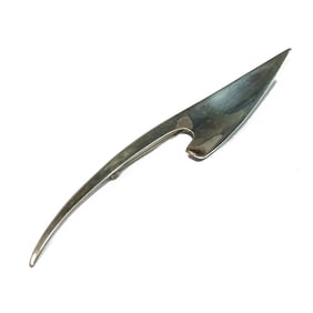 MODERNIST 4.5" LONG STERLING SILVER SIGNED BROOCH