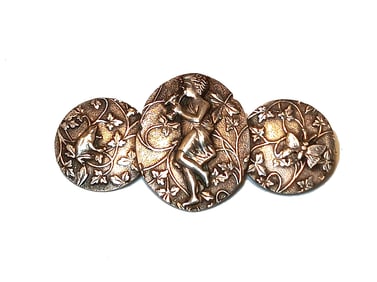 ANTIQUE SIGNED  "STERLING"  "W" (WACHENHEIMER) C. 1890  BROOCH  ART NOUVEAU