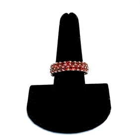 VINTAGE STERLING SILVER RING GARNET ETERNITY BAND SIZE 9  UNSIGNED 6 GRAMS