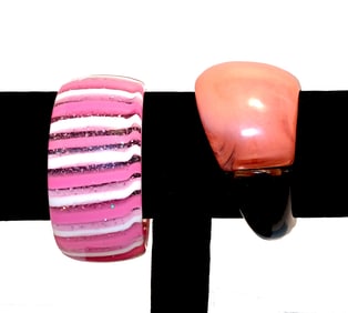 TWO  VINTAGE LUCITE BANGLES 2.5" D