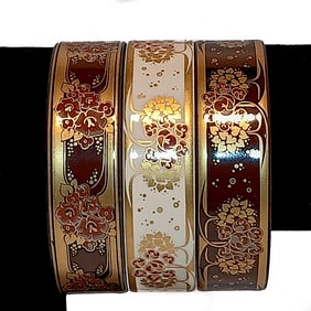 VINTAGE AUSTRIAN SIGNED ENAMELED 3 BANGLES  MICHAELA FREY  2.6" D  EACH
