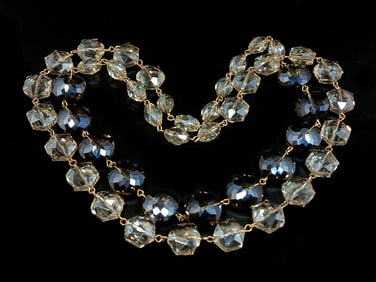 VINTAGE FACETED QUARTZ CRYSTAL NECKLACE 36" LONG 126 GRAMS