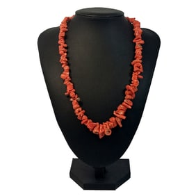 NATIVE AMERICAN NAVAJO NATURAL MEDITERANEAN CORAL NECKLACE 50 GRAMS 19"