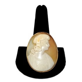 A RARE ANTIQUE VICTORIAN SHELL CAMEO 14K GOLD DEPICTS ITALIAN PAINTER RAPHAEL
