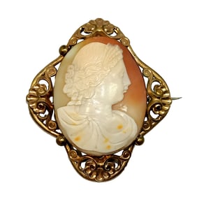 ANTIQUE 9CT GOLD LARGE CAMEO BROOCH / PENDANT  LATE VICTORIAN -EDWARDIAN 25 GRAMS