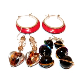 VINTAGE LOT OF THREE STATEMENT EARRINGS