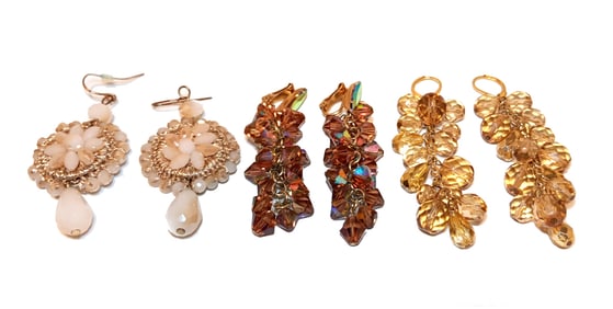 VINTAGE LOT OF THREE LONG BEADED EARRINGS