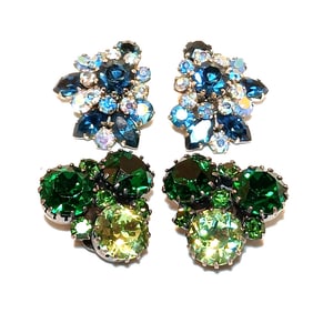VINTAGE LOT OF TWO PAIRS OF SIGNED MADE IN AUSTRIA RHINESTONE EARRINGS.
