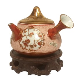 ANTIQUE 19TH C RARE KO-KUTANI JAPANESE KYUSU TEAPOT MEIJI  HARUNA SHIGEHARU