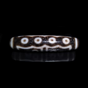 FINE MASTER DZI AGATE BEAD 15 EYES SINO-TIBETAN  65MM