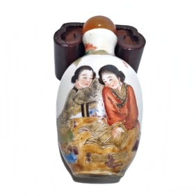 BEAUTIFUL CHINESE SIGNED & DATED PORCELAIN SNUFF BOTTLE QING