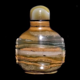 LARGE CHINESE CARVED SNUFF BOTTLE JASPER
