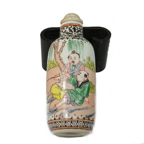 ANTIQUE CHINESE PORCELAIN FAMILLE ROSE SNUFF BOTTLE QING GUANGXU