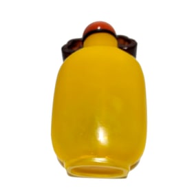 FINE RARE ANTIQUE CHINESE IMPERIAL YELLOW PEKING GLASS SNUFF BOTTLE 18TH-19TH CENTURY