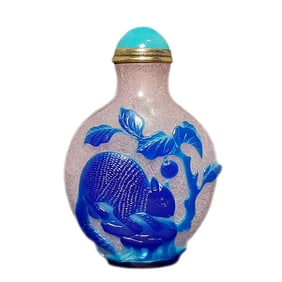 ANTIQUE CHINESE CARVED SNUFF BOTTLE SQUIRREL 19TH C