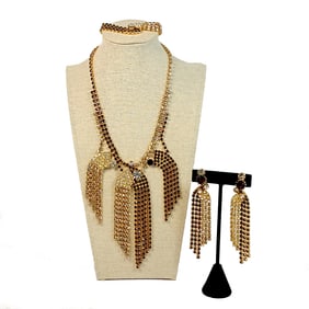 A FABULOUS VINTAGE MID CENTURY STUNNING SO DRIPPY VINTAGE PARURE  NECKLACE BRACELET EARRINGS