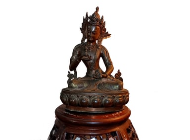 LARGE 20" TIBETAN GILT-BRONZE FIGURE OF VAJRASATTVA  4.9 KG