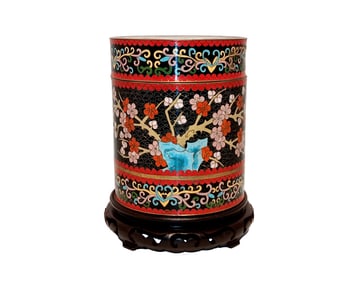 LARGE CHINESE CLOISONNE ENAMEL COVERED BOX WITH BIRDS AND BLOSSOMS, CA. 1940-1960