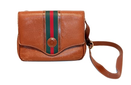 VINTAGE GUCCI "MADE IN MEXICO" LEATHER CROSSBODY (APPROX. 1970S-'80S SERIAL NUMBER MISSING)