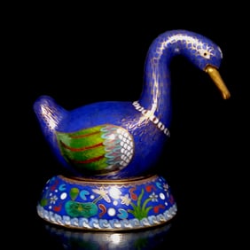 ANTIQUE  CHINESE CLOISONNE ENAMEL SWAN-FORM BOX 19TH-20TH CENTURY