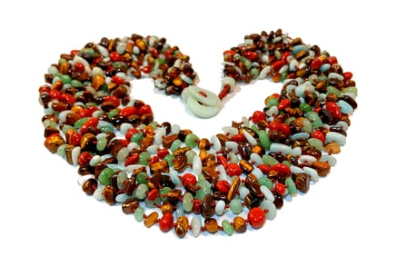 VINTAGE  8 STRANDS  JAY KING GEMSTONE NECKLACE 20"   200 GR