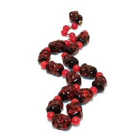 VINTAGE MIRIAM HASKELL STYLE RED ART GLASS NECKLACE 18"  1940S