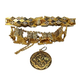 VINTAGE DAMASCENE LOT BRACELETS PENDANT