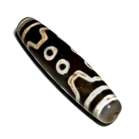 SINO TIBETAN AGATE DZI BEAD 10 EYES 58 MM