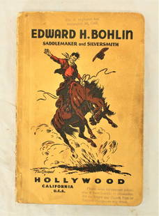 Bohlin Saddlery Catalog: Vintage 1941 Bohlin Saddlery catalog with Tl Goodan bucking horse art on the cover, and filled with great photos and information. Category: Miscellanious