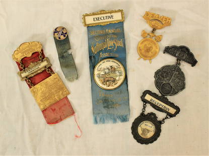 Colorado Livestock Medallions: Exceptional grouping of six turn of the Century Colorado cattleman's badges and pendants. Category: Miscellanious