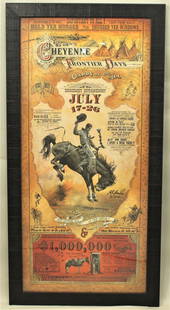 Bob Coronato Rodeo Poster: A desirable print of classic Coronato artistry, a Cheyenne Rodeo poster with old school flare. Measuring 22"x43".