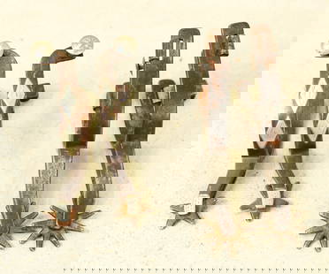 Lot of Two Pairs of Spurs: A grouping of two pairs of spurs, that includes a marked pair of single mounted McChesneys, and a pair of iron Kelly Bro's. Showing good patinaed condition.