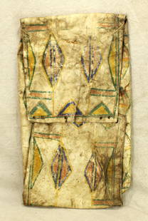 Parfleche Envelope: A nicely aged and patinaed unusually large Native American folding parfleche envelope, measuring 15"x 26".