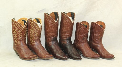Lot of 3 Pair of Cowboy Boots
